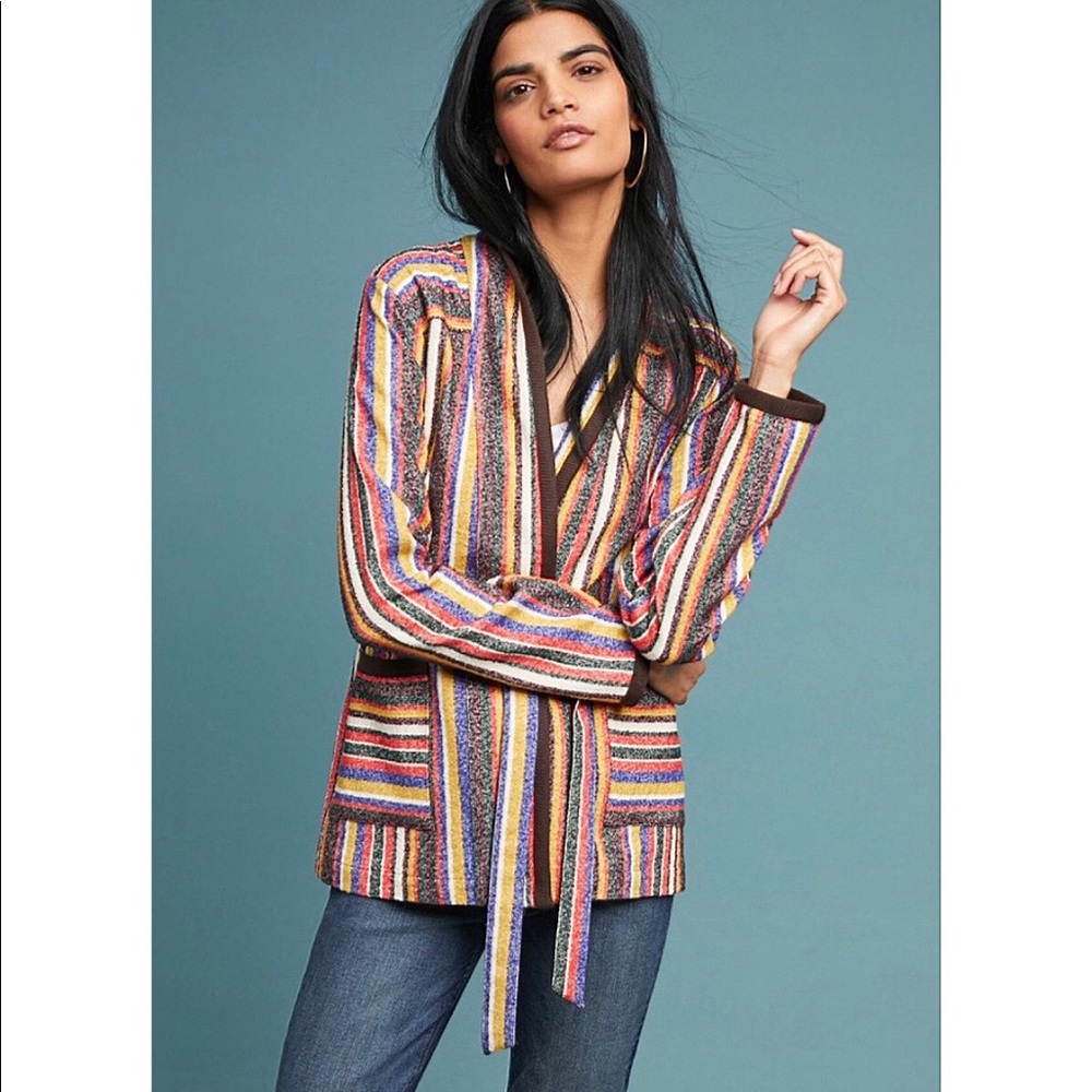 Anthro Akemi+Kin Mansoura Stripe Jacket - Picture 2 of 13